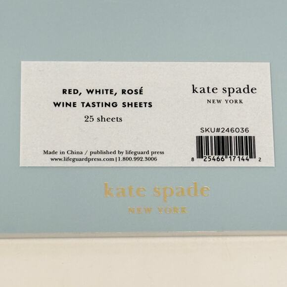 Kate Spade New York Wine Tasting Sheets Red White Rose 25 Sheets New 12 x 6 - Picture 6 of 8